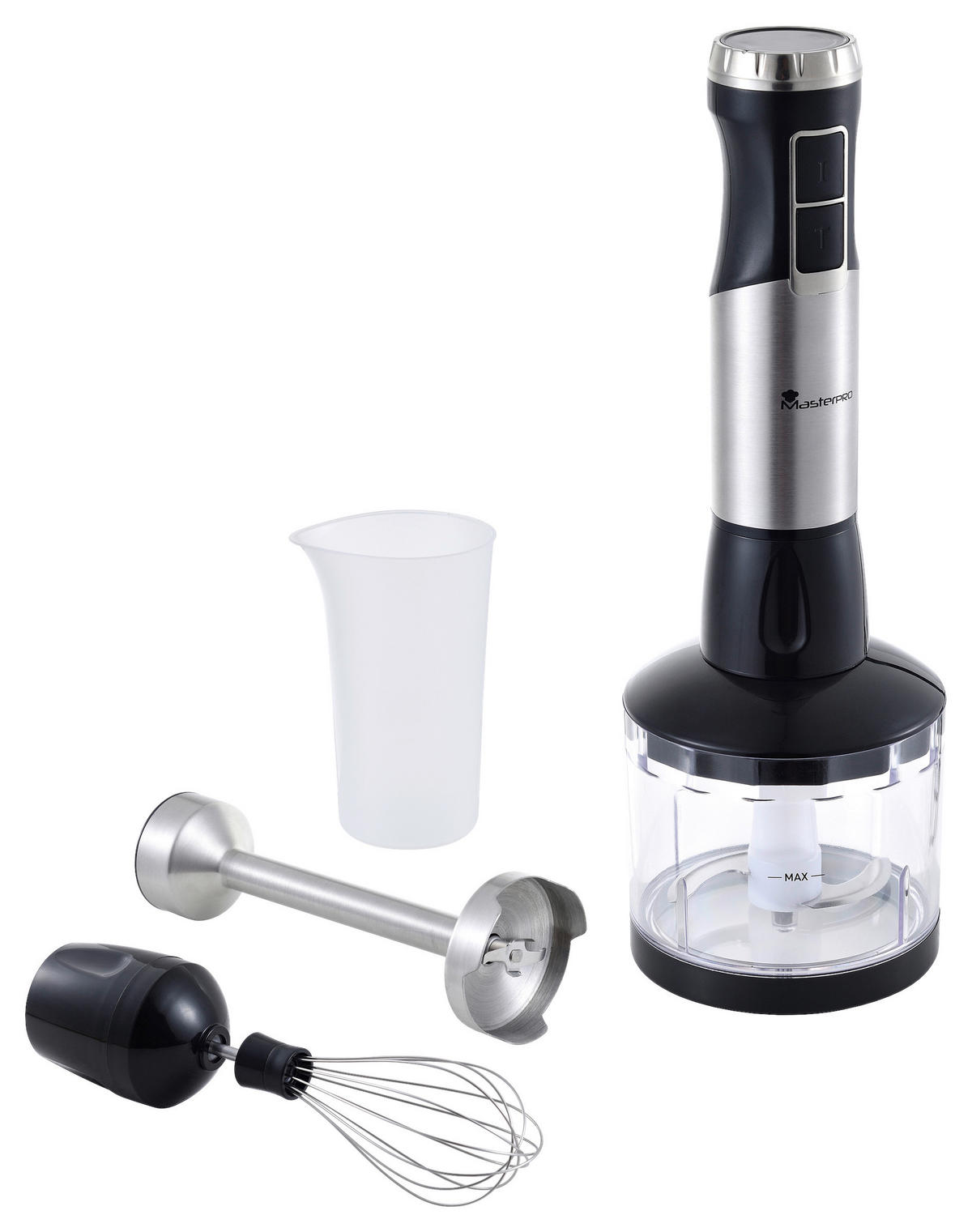 MASTERPRO Stabmixer-Set BGMP-9126 Foodies schwarz silber Edelstahl Kunststoff B/H/T: ca. 25,5x26x12,5 cm Foodies BGMP-9126 - schwarz/silber (25,50/26,00/12,50cm) - MASTERPRO