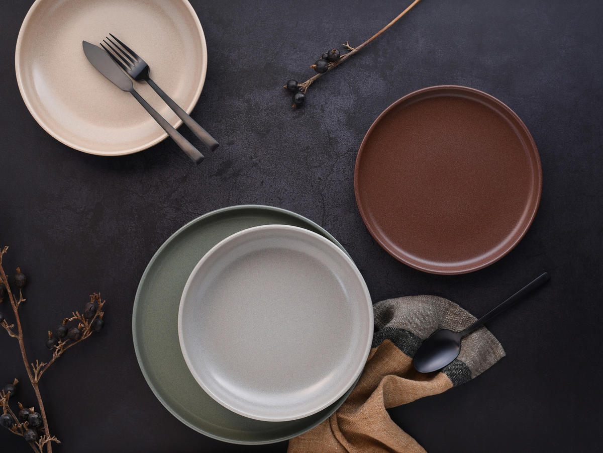 CreaTable Tafelservice uno NATURAL multicolor Steinzeug 12 tlg. uno NATURAL - multicolor - CreaTable