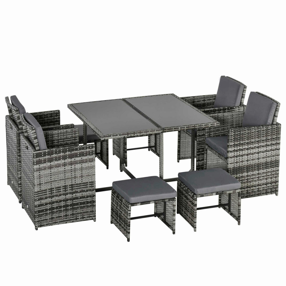 Outsunny Sitzgruppe dunkelgrau Edelstahl B/H/L: ca. 109x109x72 cm Gartenmöbel-Set - dunkelgrau (72,00/109,00/109,00cm) - Outsunny
