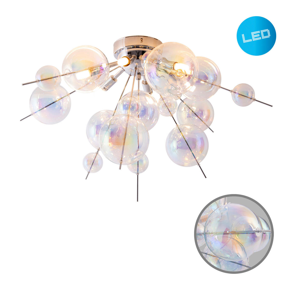 Näve Leuchten Deckenleuchte 1085130 multicolor Metall Glas B/H/T: ca. 57x38x57 cm G9 6 Brennstellen Explosion - multicolor (57,00/38,00/57,00cm) - Näve Leuchten