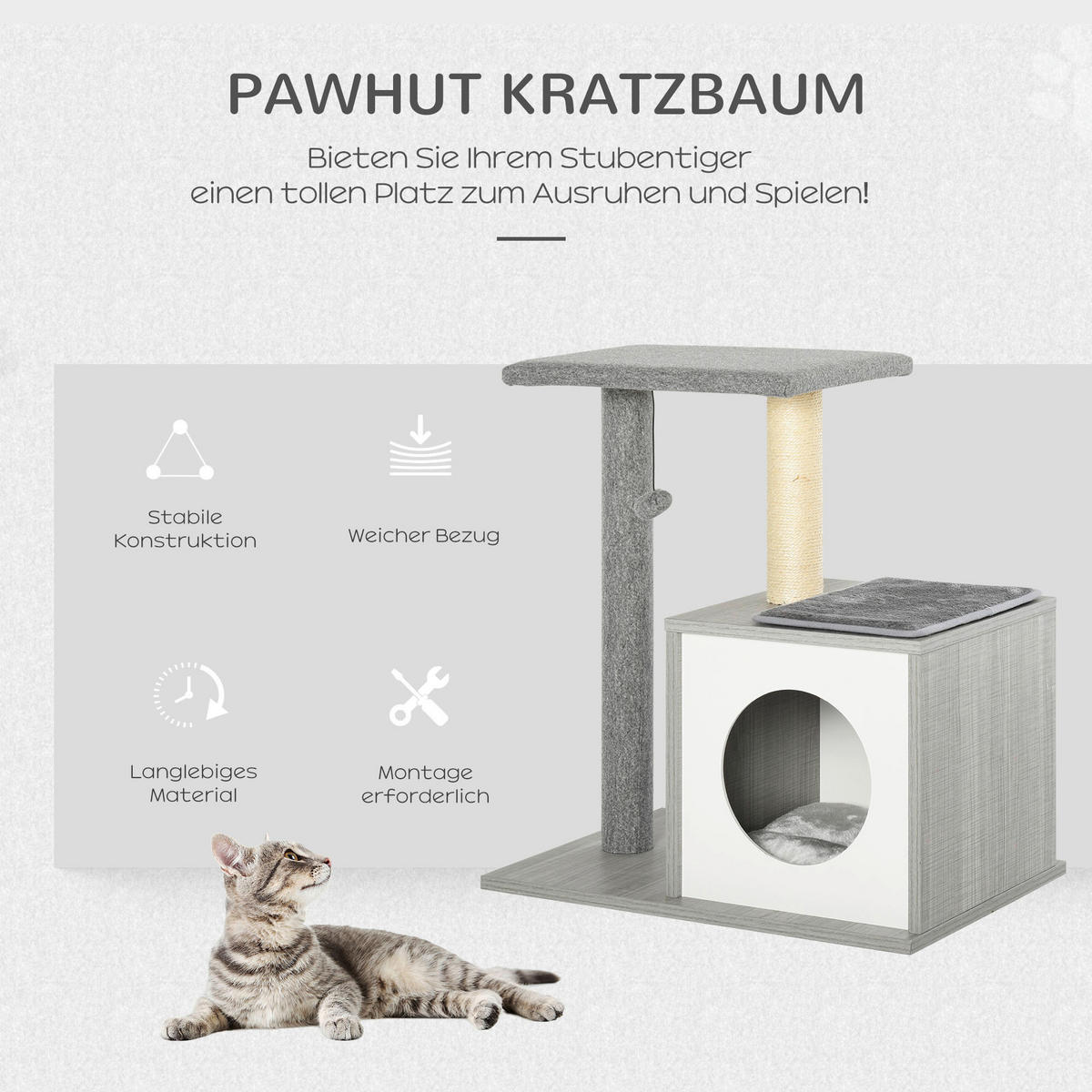 PawHut Kratzbaum grau Polyester B/H/L: ca. 59x62x39 cm Kratzbaum - grau (39,00/59,00/62,00cm) - PawHut