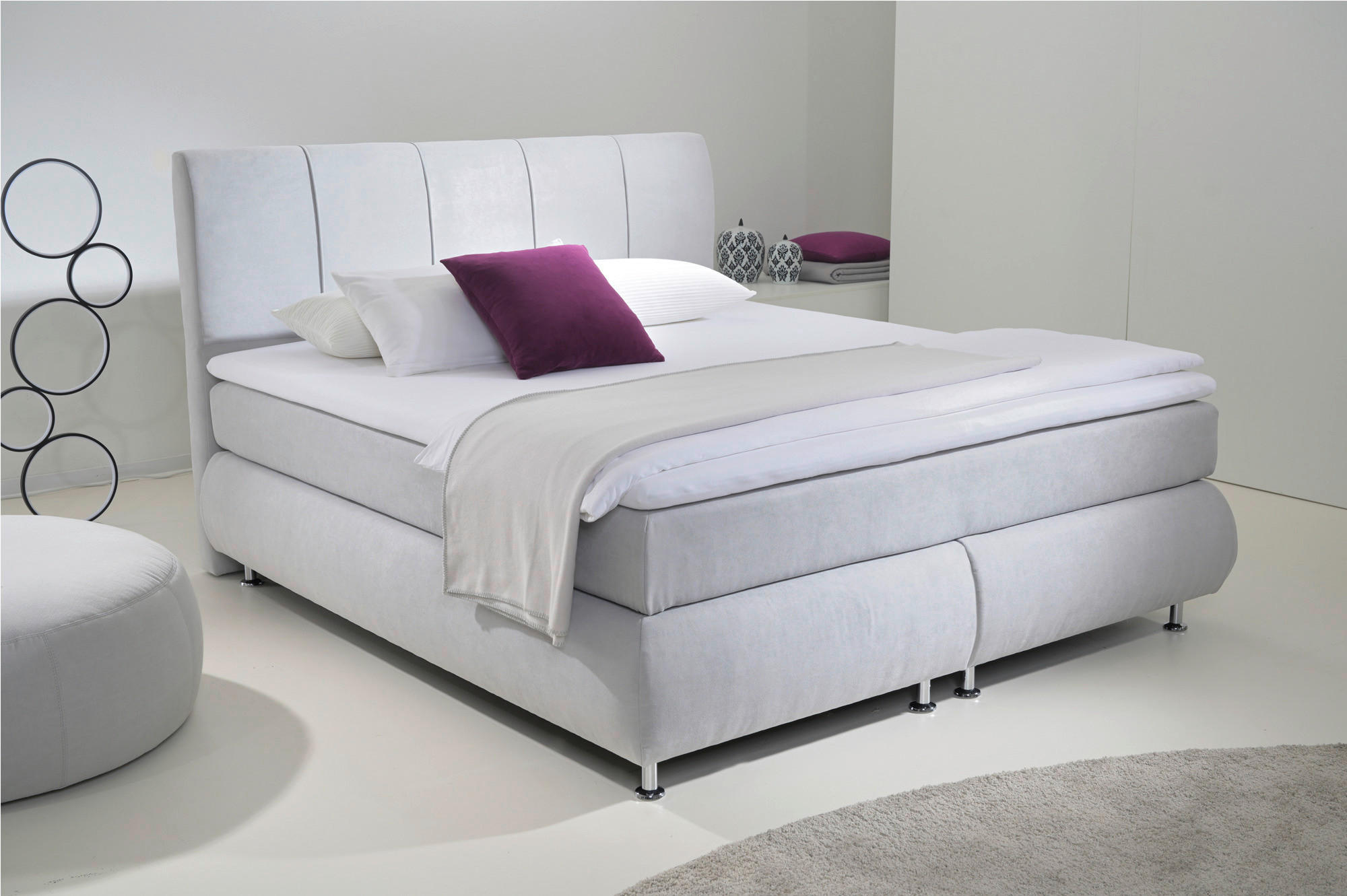 Boxspringbett Nari grau Liegefläche B/L: ca. 180x200 cm Nari - Chrom/grau (190,00/120,00/219,00cm)