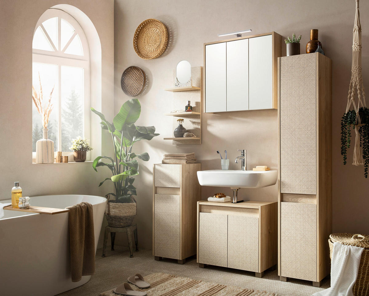 Waschbeckenunterschrank Sander Eiche hell Nachbildung B/H/T: ca. 56,9x54,6x33 cm Sander - Eiche (56,90/54,60/33,00cm) - Möbelpartner