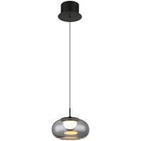 GLOBO LED-Pendelleuchte schwarz mattschwarz Rauch Glas Metall H/D: ca. 150x20 cm 1.0 Brennstellen QUINTARA - schwarz/Rauch (20,00/150,00cm) - GLOBO