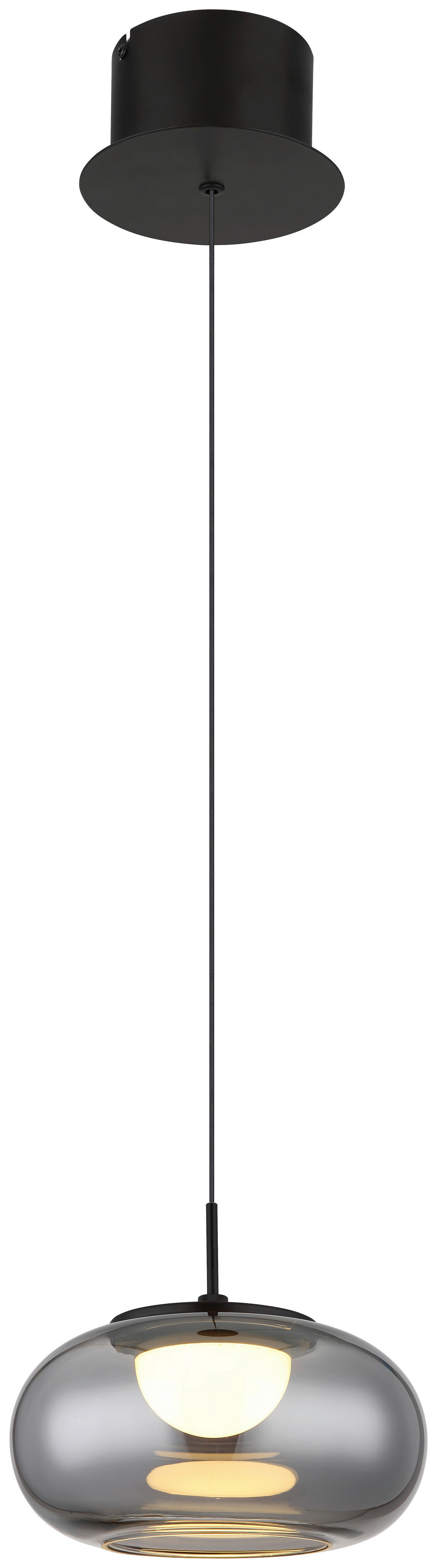 GLOBO LED-Pendelleuchte schwarz mattschwarz Rauch Glas Metall H/D: ca. 150x20 cm 1.0 Brennstellen QUINTARA - schwarz/Rauch (20,00/150,00cm) - GLOBO