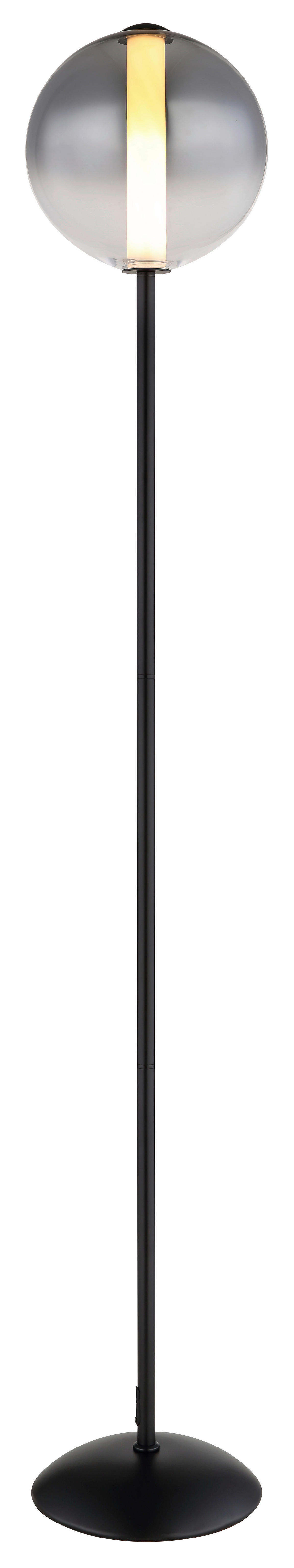 GLOBO Stehleuchte mattschwarz Opal Rauch Glas Metall H/D: ca. 152x25 cm 1 Brennstellen Lacy - Opal/mattschwarz (25,00/152,00cm) - GLOBO