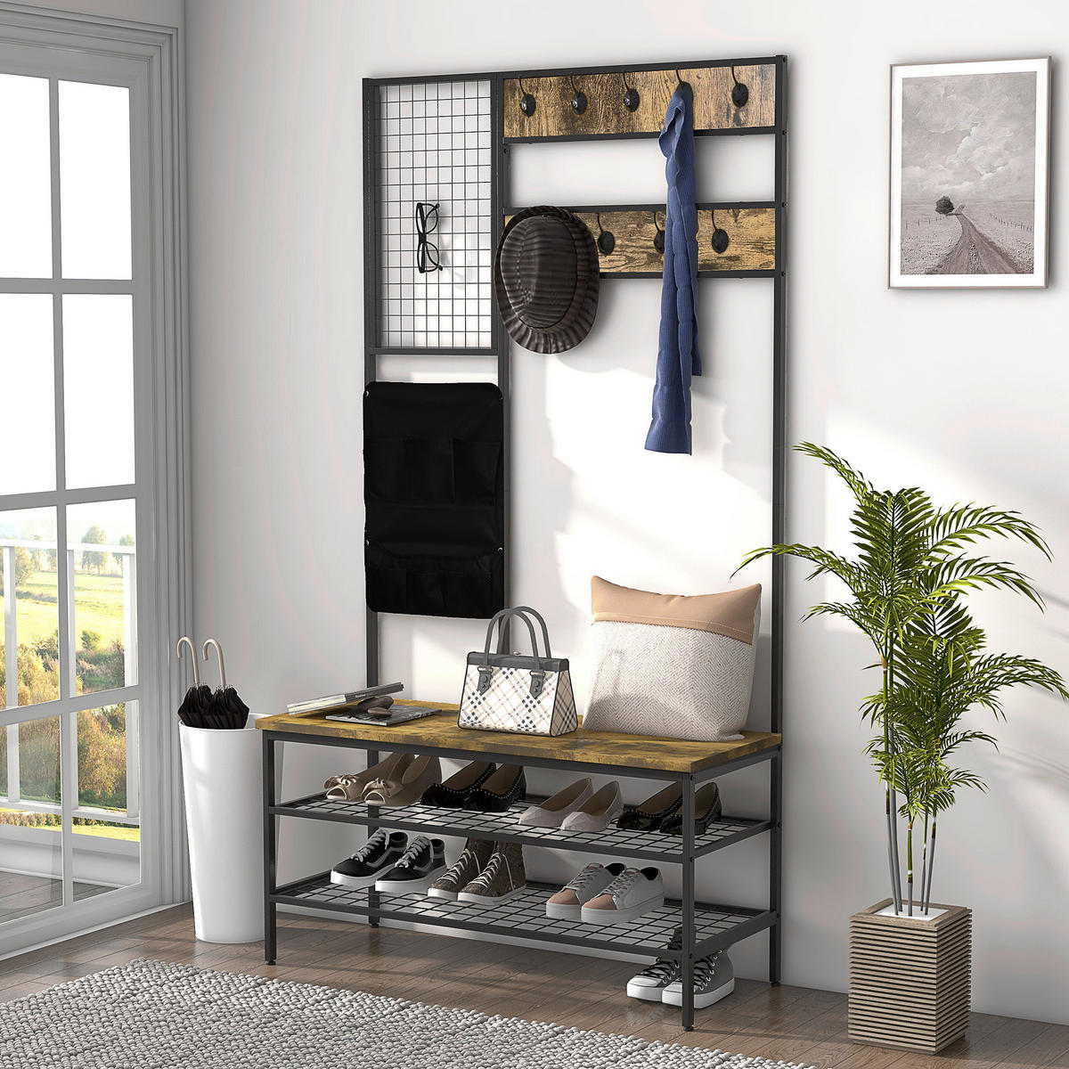 HOMCOM Garderobe braun Spanplatte B/H/L: ca. 40x100x185 cm Garderobenmodul - braun (185,00/40,00/100,00cm) - HOMCOM
