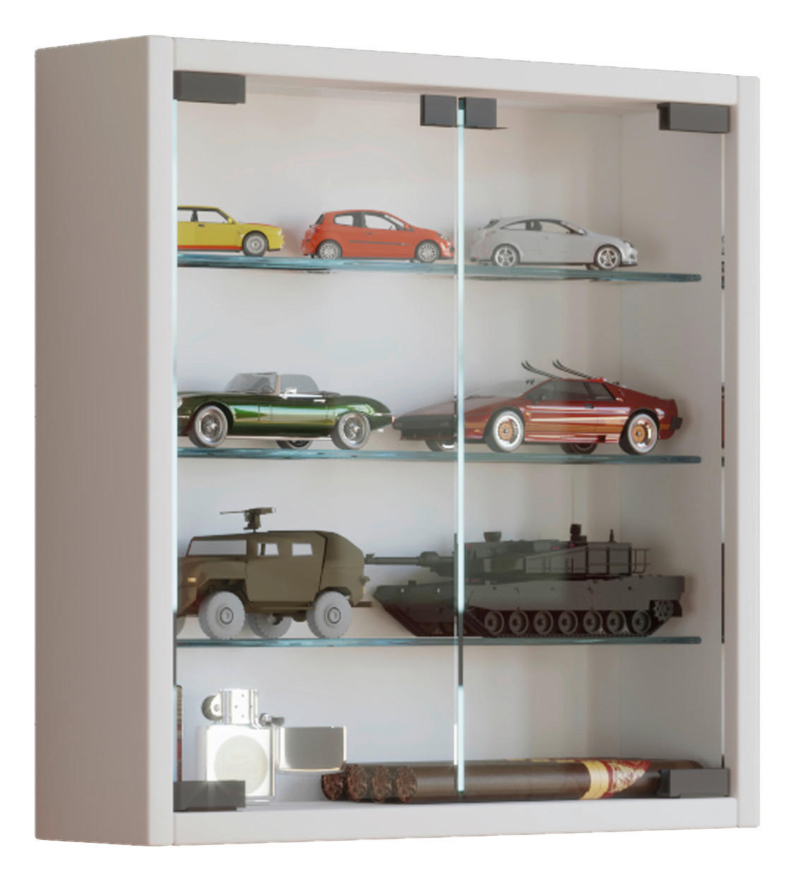 Vitrine Mandosa S weiß Holzwerkstoff Glas B/H/T: ca. 40x40x10 cm Mandosa S - weiß (40,00/40,00/10,00cm) - VCM Möbel