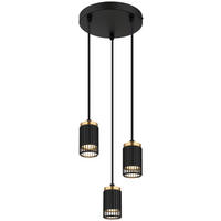 GLOBO Pendelleuchte mattschwarz Metall Aluminium H/D: ca. 115,5x21 cm GU10 3 Brennstellen Korben - mattschwarz (21,00/115,50cm) - GLOBO