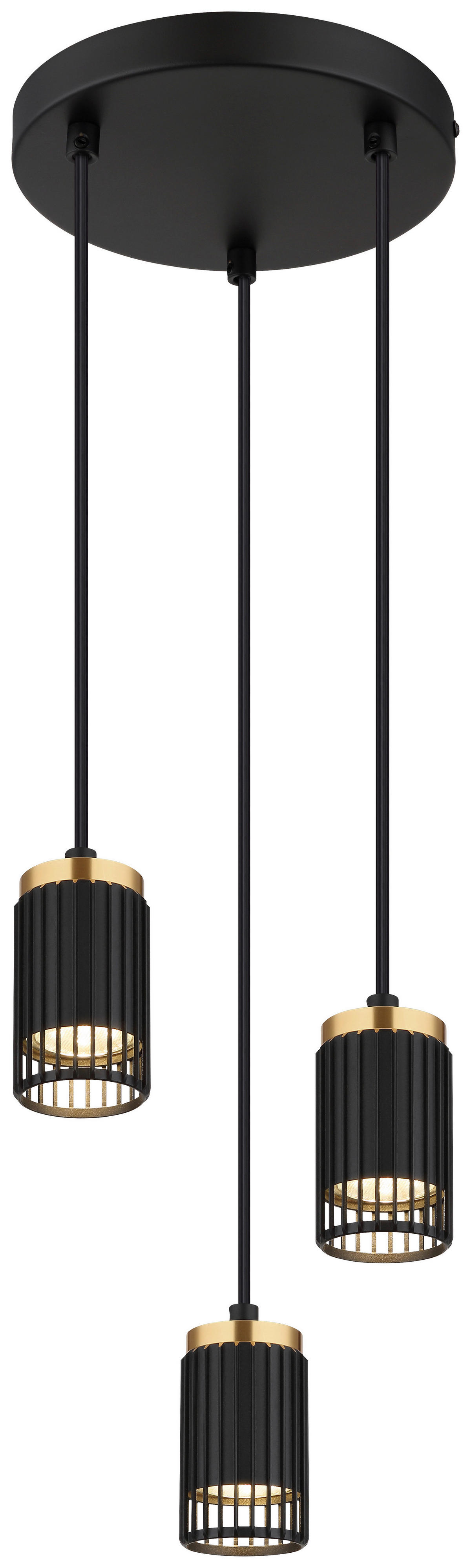 GLOBO Pendelleuchte mattschwarz Metall Aluminium H/D: ca. 115,5x21 cm GU10 3 Brennstellen Korben - mattschwarz (21,00/115,50cm) - GLOBO