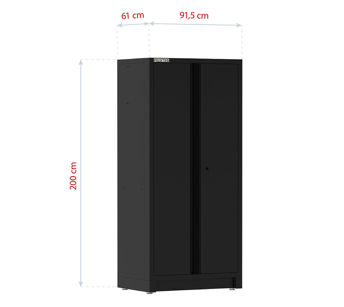 Hochschrank EOS Blackline schwarz B/H/L: ca. 92x200x61 cm EOS Blackline - schwarz (61,00/92,00/200,00cm) - Feistos