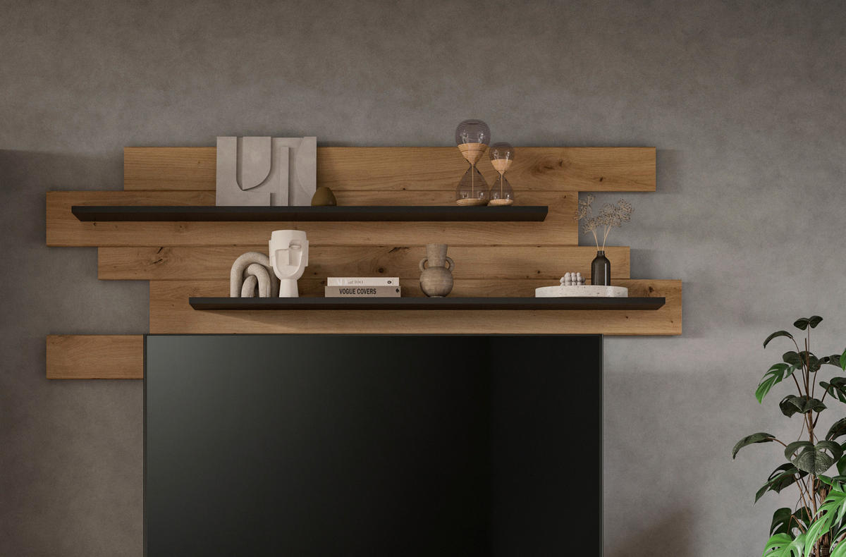Wandboard Canu basaltgrau Nachbildung Artisan Oak Nachbildung B/H/T: ca. 67x184x19 cm Canu - basaltgrau (67,00/184,00/19,00cm) - xonox.home