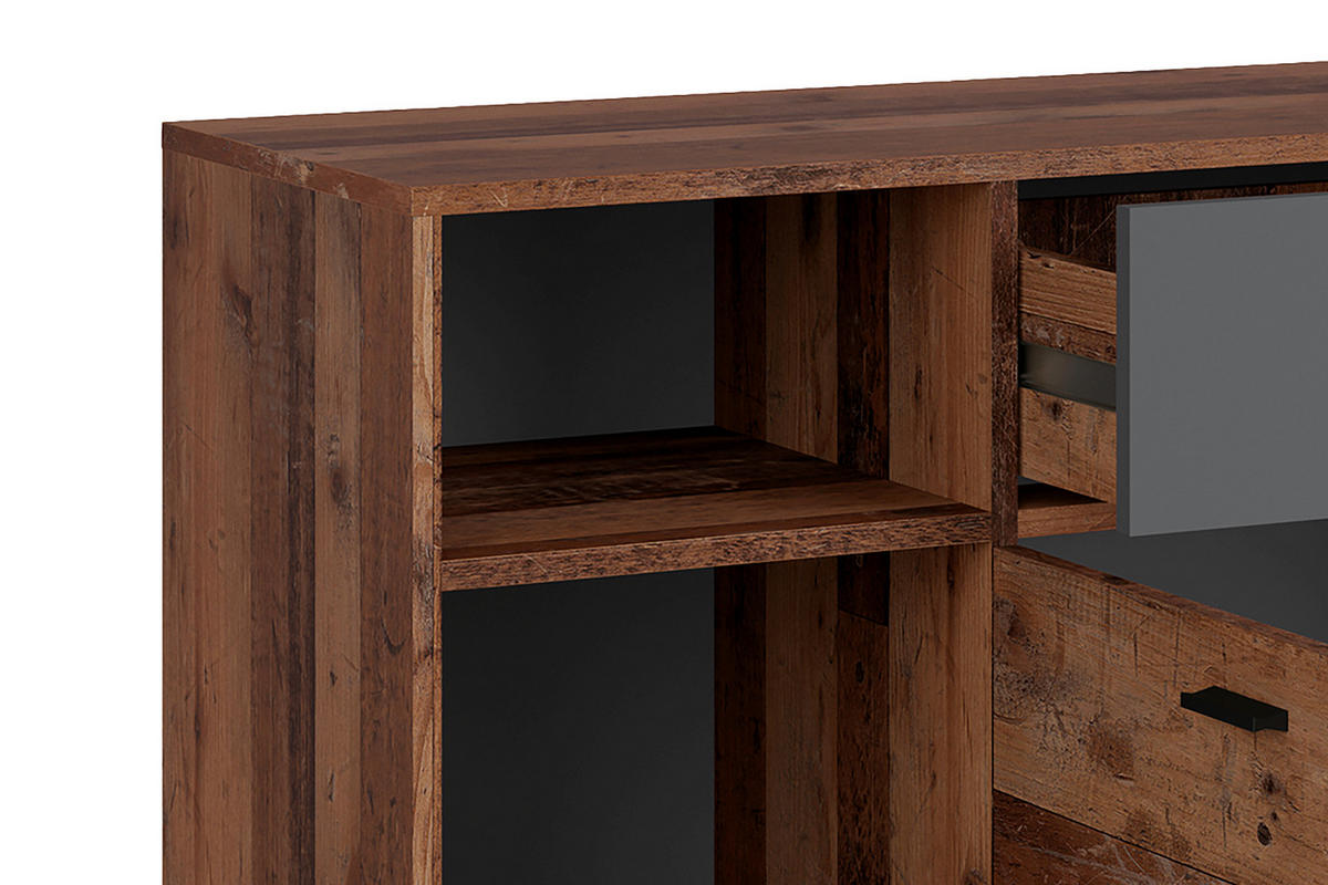 Sideboard JACKSON Eiche Old Wood Nachbildung anthrazit B: ca. 160 cm JACKSON - Eiche/anthrazit (160,00cm) - byLIVING