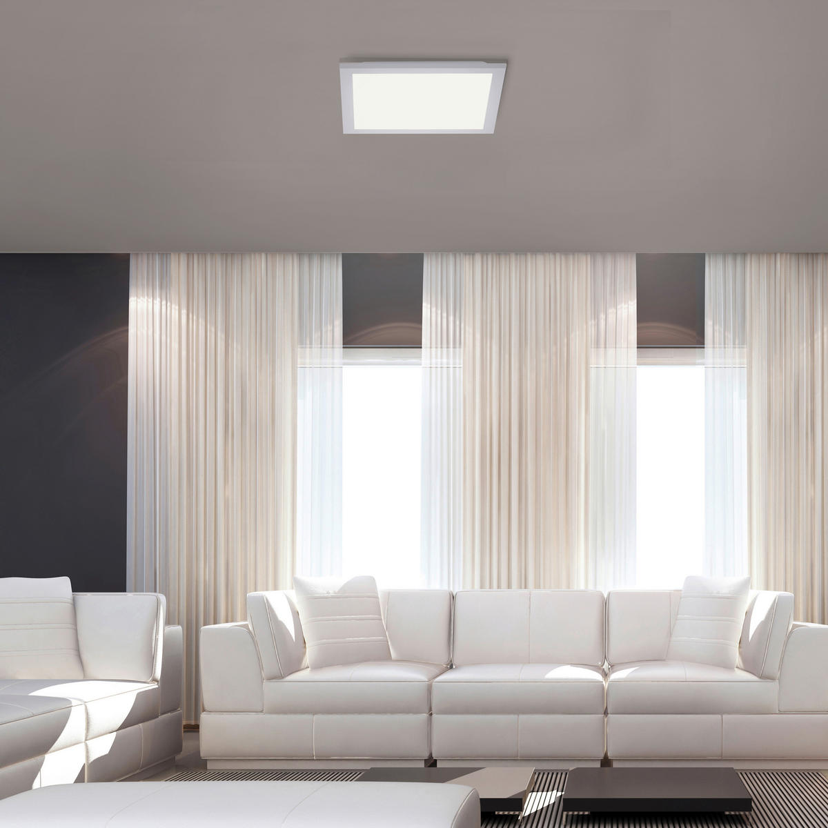 Just Light Deckenleuchte  12200-16  Flat weiß Kunststoff B/H/L: ca. 30x6x30 cm 1 Brennstellen Flat - weiß (30,00/30,00/6,00cm) - Just Light