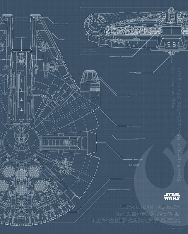 Komar Wandbild Star Wars Blueprint Falcon Star Wars B/L: ca. 40x50 cm ▷  online bei POCO kaufen