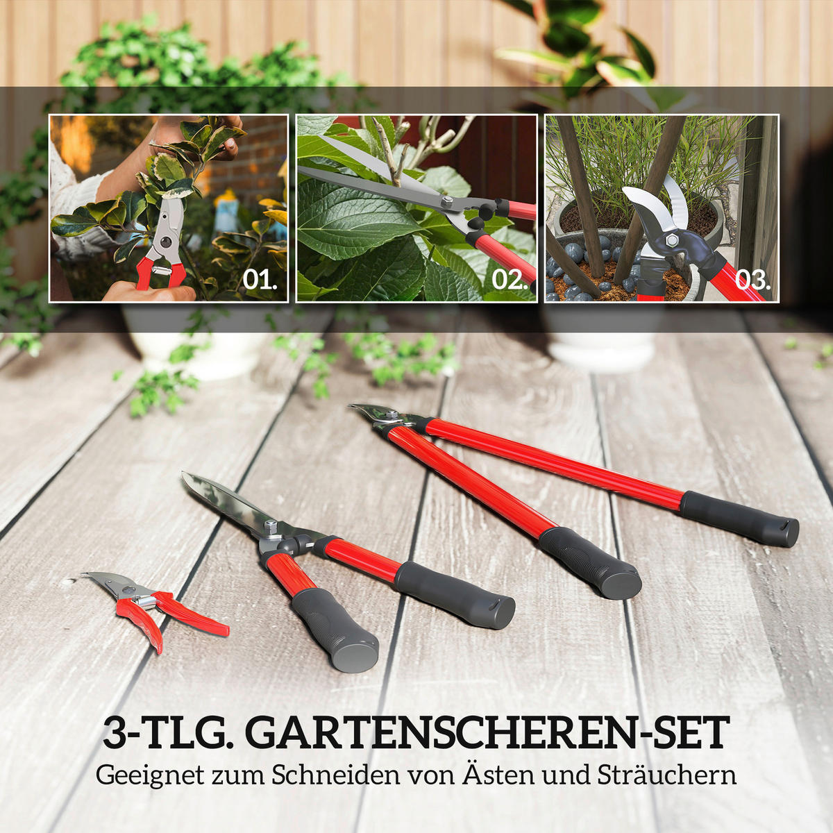 Outsunny Gartenwerkzeug-Set rot Kunststoff B/H/L: ca. 20x2,4x65 cm Gartenwerkzeug-Set - rot (65,00/20,00/2,40cm) - Outsunny