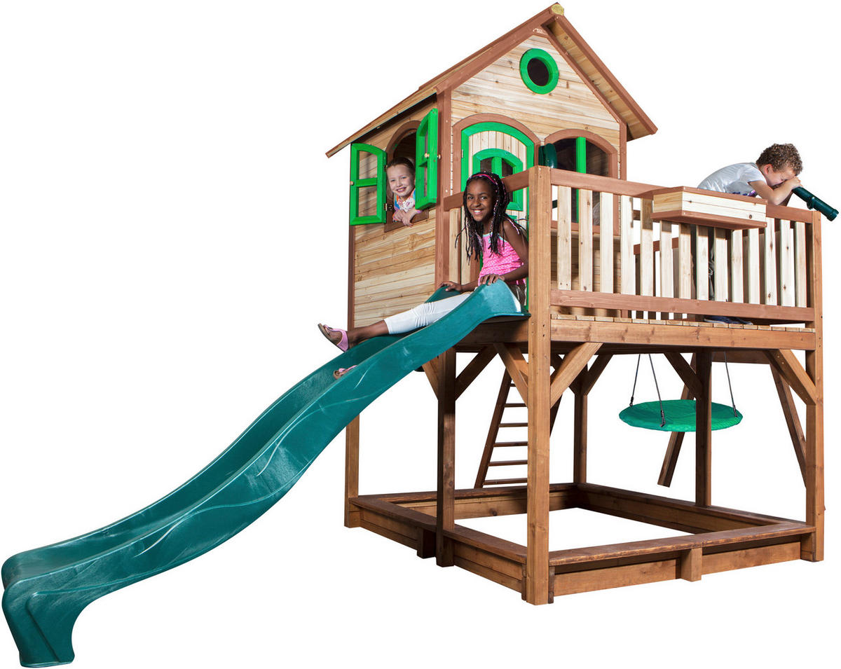 AXI Spielhaus Liam braun B/H/L: ca. 541x291x277 cm Liam - braun/grün (277,00/541,00/291,00cm) - AXI