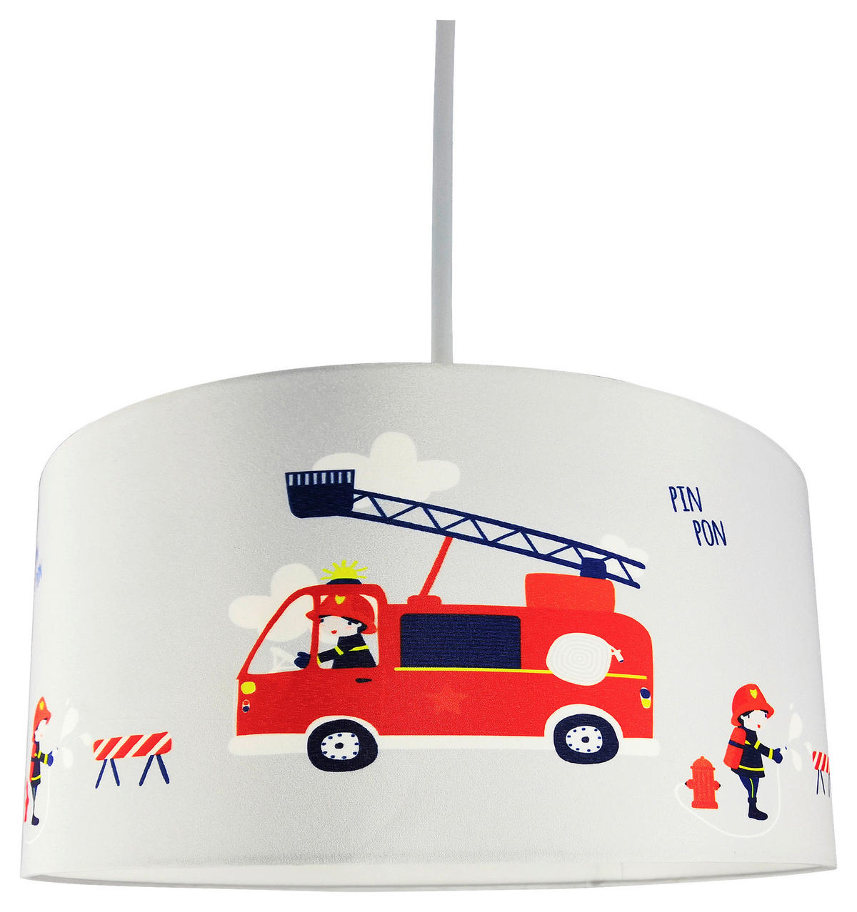 POCOline Pendelleuchte grau weiß Stoff Kunststoff H/D: ca. 120x30 cm E27 1 Brennstellen Pendelleuchte_Feuerwehr - weiß/grau (30,00/120,00cm) - POCOline