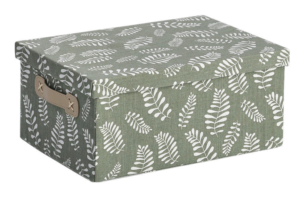 Zeller Aufbewahrungsbox Leaves grün Baumwolle B/H/L: ca. 26x16,5x36 cm Leaves - grün (36,00/26,00/16,50cm) - Zeller
