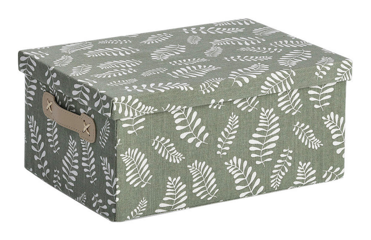 Zeller Aufbewahrungsbox Leaves grün Baumwolle B/H/L: ca. 26x16,5x36 cm Leaves - grün (36,00/26,00/16,50cm) - Zeller