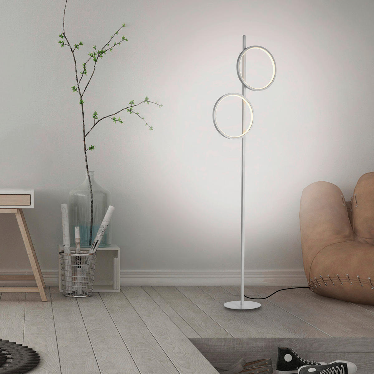 Just Light LED Stehleuchte silber Eisen 2 Brennstellen LED-Stehleuchte_Mini-Ritus - silber - Just Light