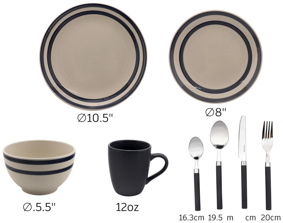 POCOline Kombiservice grau Steingut 32 tlg. Kombiservice_Starterset_32tlg. - grau - POCOline