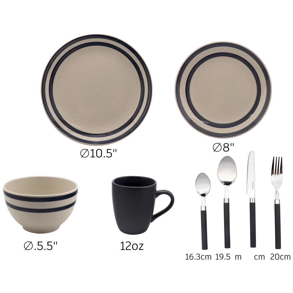 Thumbnail - POCOline Kombiservice grau Steingut 32 tlg.