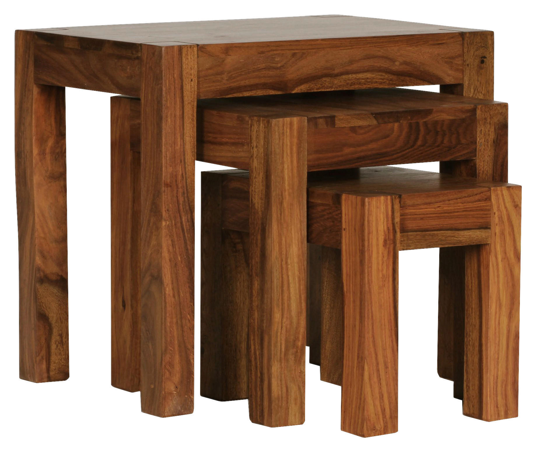 Beistelltisch 3er-Set natur Echtholz 3er-Set - natur - Wohnling