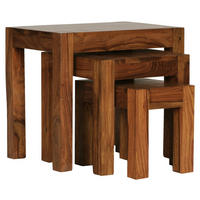 Beistelltisch 3er-Set natur Echtholz 3er-Set - natur - Wohnling
