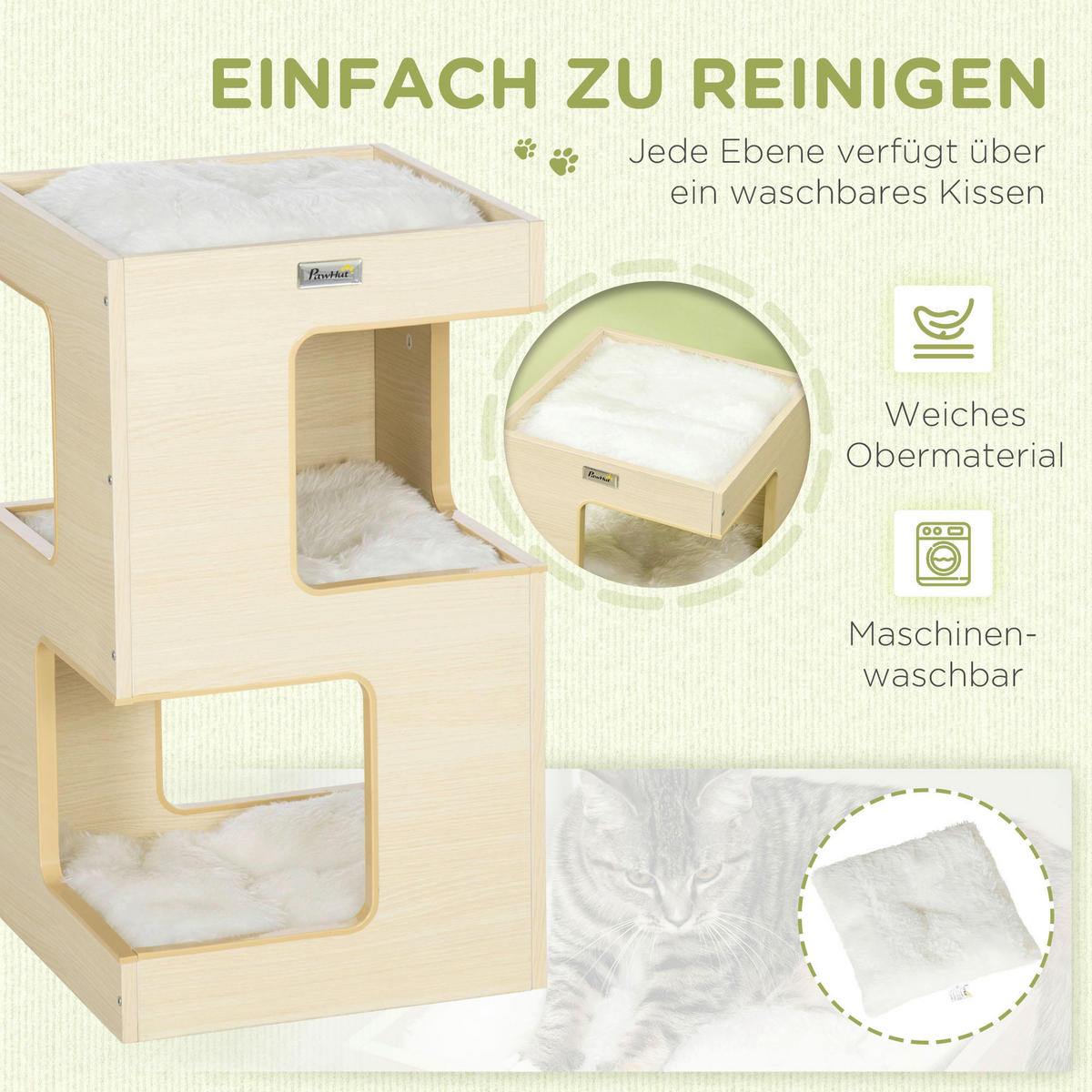 PawHut Katzenhaus Eiche Spanplatte B/H/L: ca. 34x60x34 cm Katzenhaus - Eiche (34,00/34,00/60,00cm) - PawHut