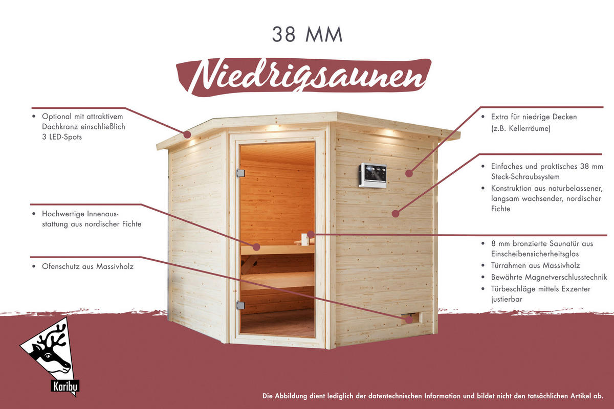 Karibu Sauna Seppel Front natur B/H/T: ca. 196x187x196 cm Seppel Front - natur (196,00/187,00/196,00cm) - Karibu