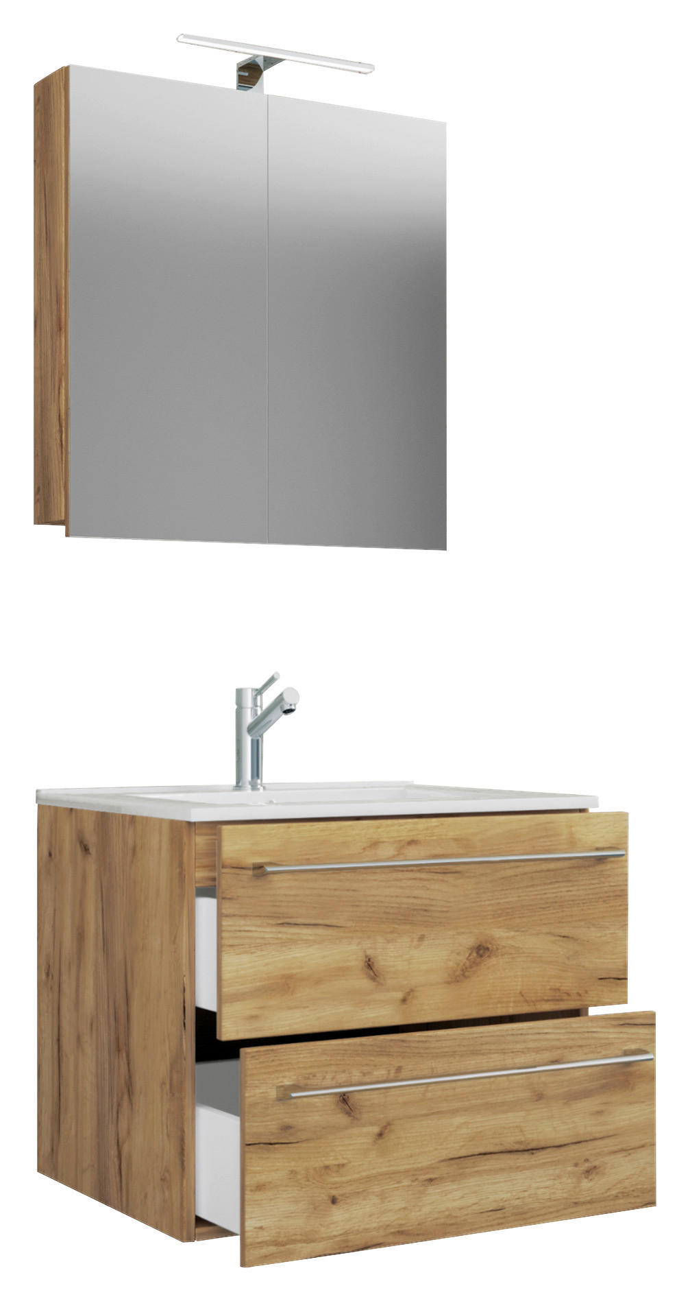 Waschplatz 3tlg-Badinos Eiche Honig Nachbildung B/H/T: ca. 61x52x46 cm 3tlg-Badinos - Eiche (61,00/52,00/46,00cm) - VCM Möbel