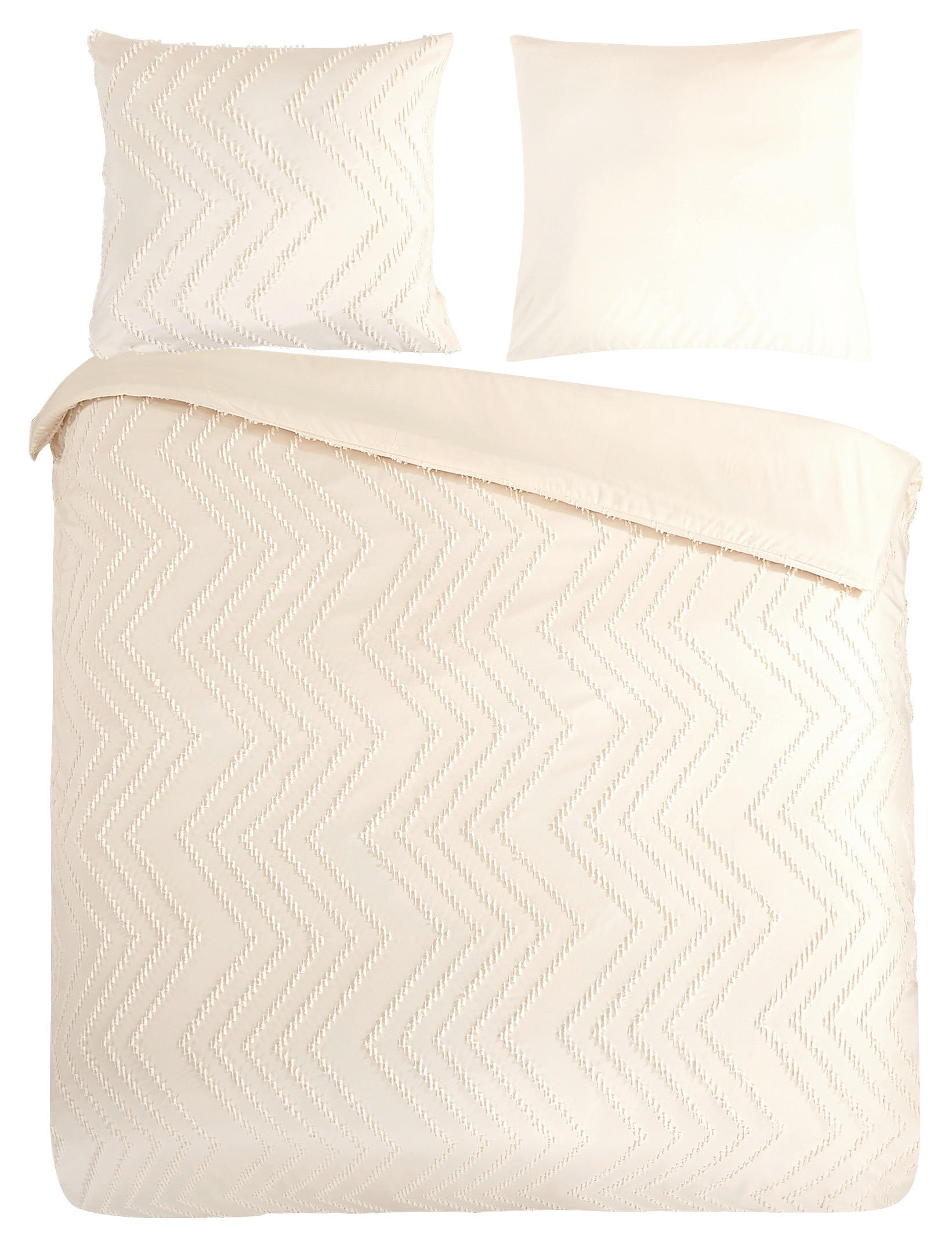 Bettwäsche Zigzag offwhite Polyester B/L: ca. 200x200 cm günstig online kaufen