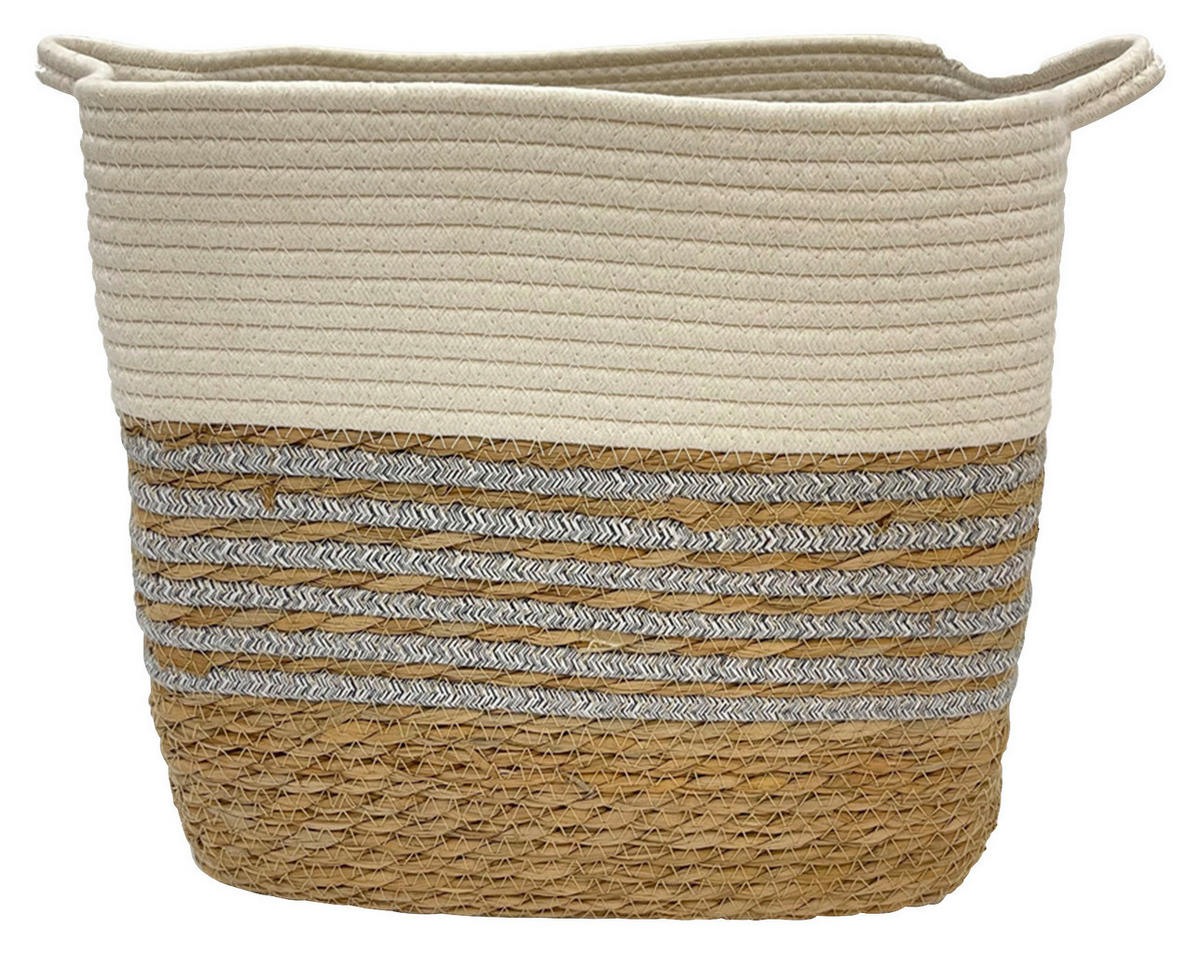 POCOline Korb weiß Baumwolle B/H/L: ca. 29x33x37 cm Korb_Lotte_L - weiß/natur (37,00/29,00/33,00cm) - POCOline