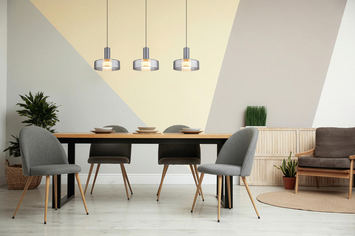 GLOBO Pendelleuchte grau Aluminium Glas Metall B/H/T/L: ca. 22x150x90x90 cm 1.0 Brennstellen GRANT - grau (90,00/22,00/150,00cm) - GLOBO