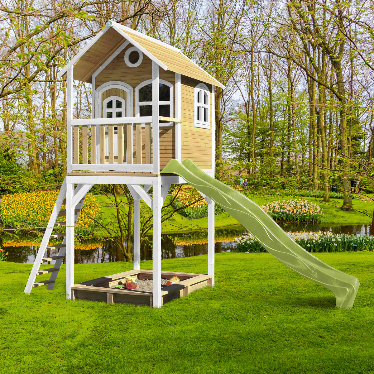 AXI Spielhaus Romy braun B/H/L: ca. 420x320x191 cm Romy - braun/weiß (191,00/420,00/320,00cm) - AXI