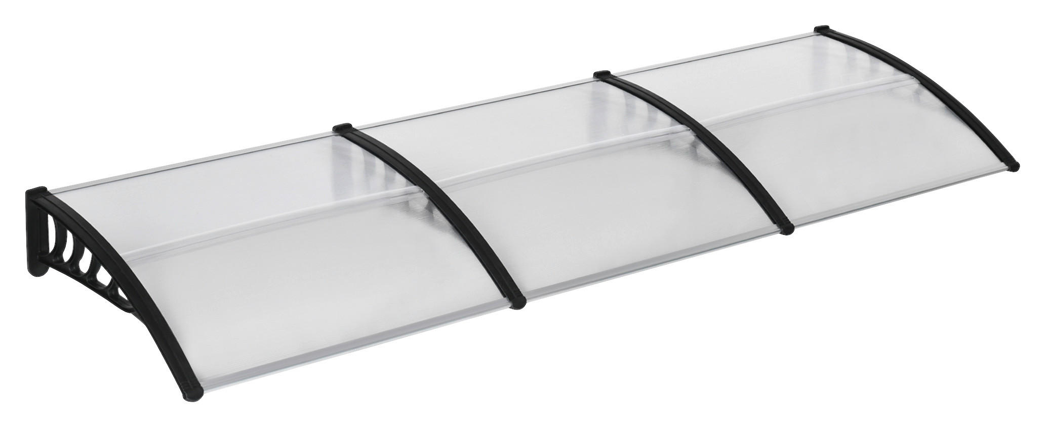 Outsunny Pultvordach transparent B/H/L: ca. 96x27x303 cm Pultvordach - schwarz/transparent (303,00/96,00/27,00cm) - Outsunny