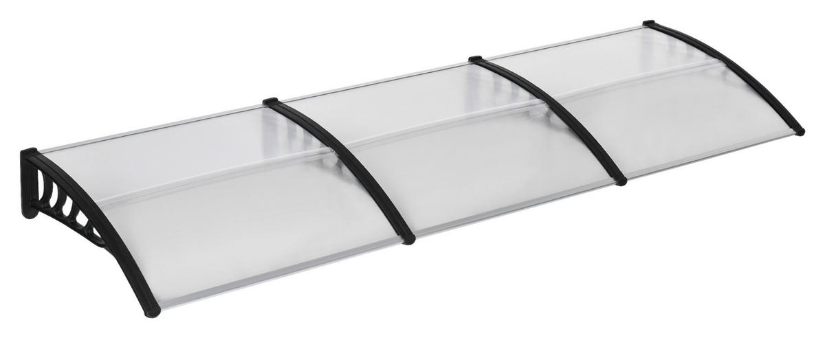 Outsunny Pultvordach transparent B/H/L: ca. 96x27x303 cm Pultvordach - schwarz/transparent (303,00/96,00/27,00cm) - Outsunny