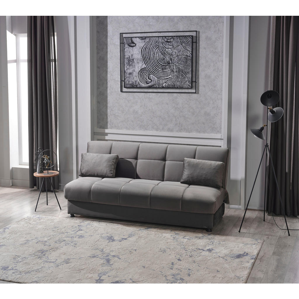 Thumbnail - Schlafsofa Alonso grau Microfaser B/H/T: ca. 199x90x86 cm