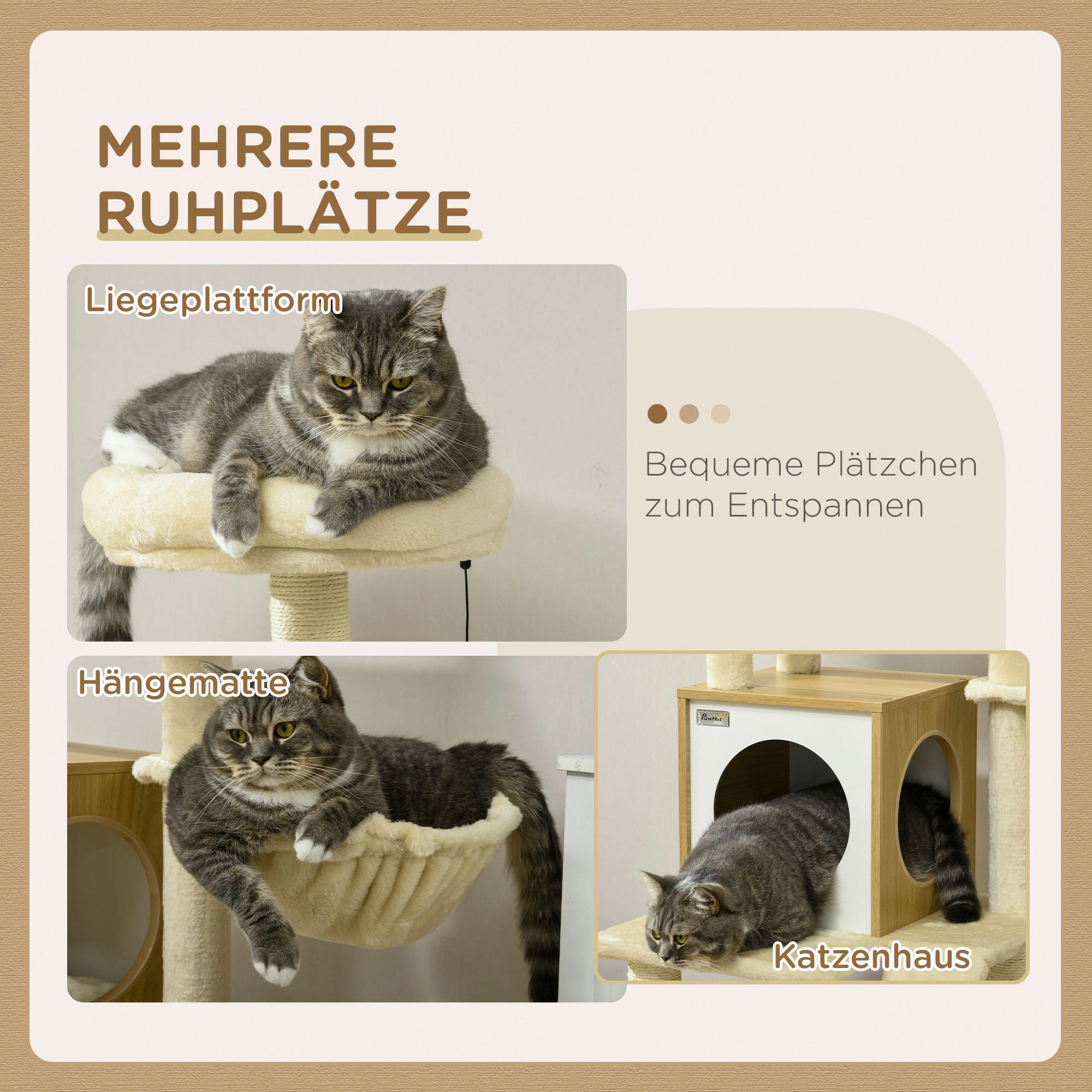 PawHut Kratzbaum beige Polypropylen B/H/L: ca. 48,5x48,5x141,5 cm Kratzbaum - beige (141,50/48,50/48,50cm) - PawHut