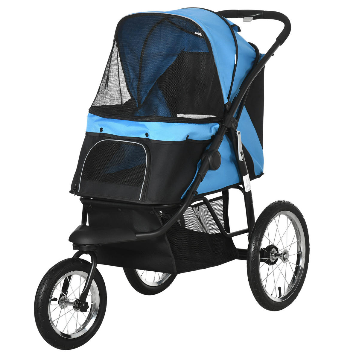 PawHut Hunde-Zubehör blau Edelstahl B/H/L: ca. 58x111x107 cm Hundebuggy - blau (107,00/58,00/111,00cm) - PawHut
