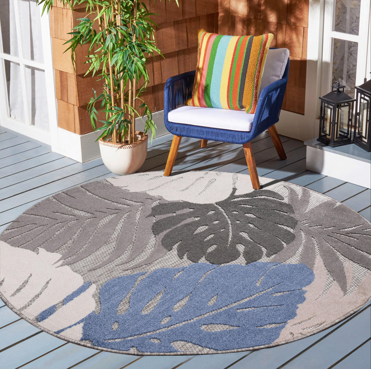 Sanat Outdoorteppich FLORAL beige B/L: ca. 150x150 cm FLORAL - beige (150,00/150,00cm) - Sanat