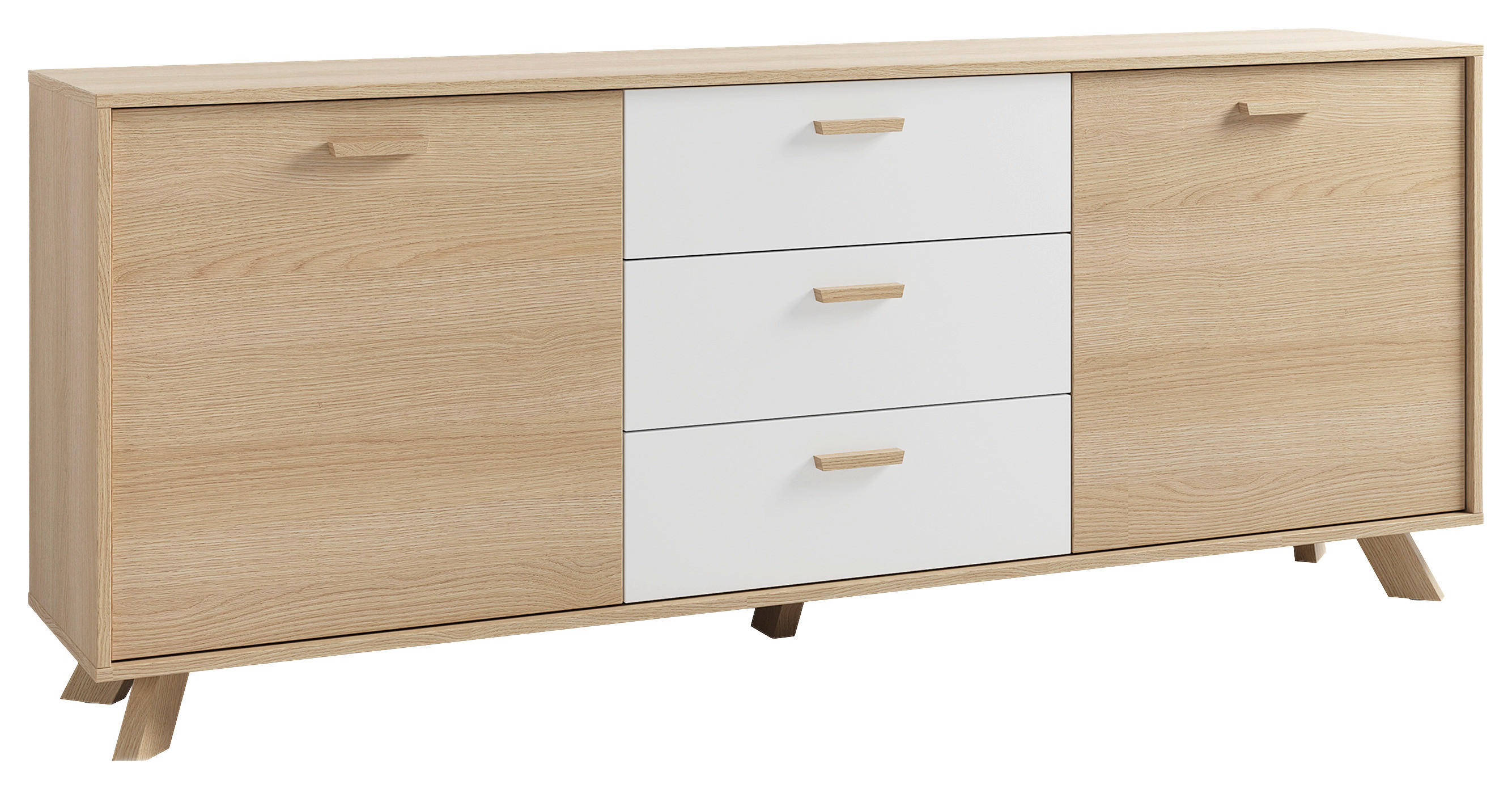 Sideboard BASTIAN Eiche weiß B/H/T: ca. 180x72,5x36,5 cm BASTIAN - Eiche/weiß (180,00/72,50/36,50cm) - byLIVING