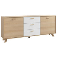 Sideboard BASTIAN Eiche weiß B/H/T: ca. 180x72,5x36,5 cm BASTIAN - Eiche/weiß (180,00/72,50/36,50cm) - byLIVING