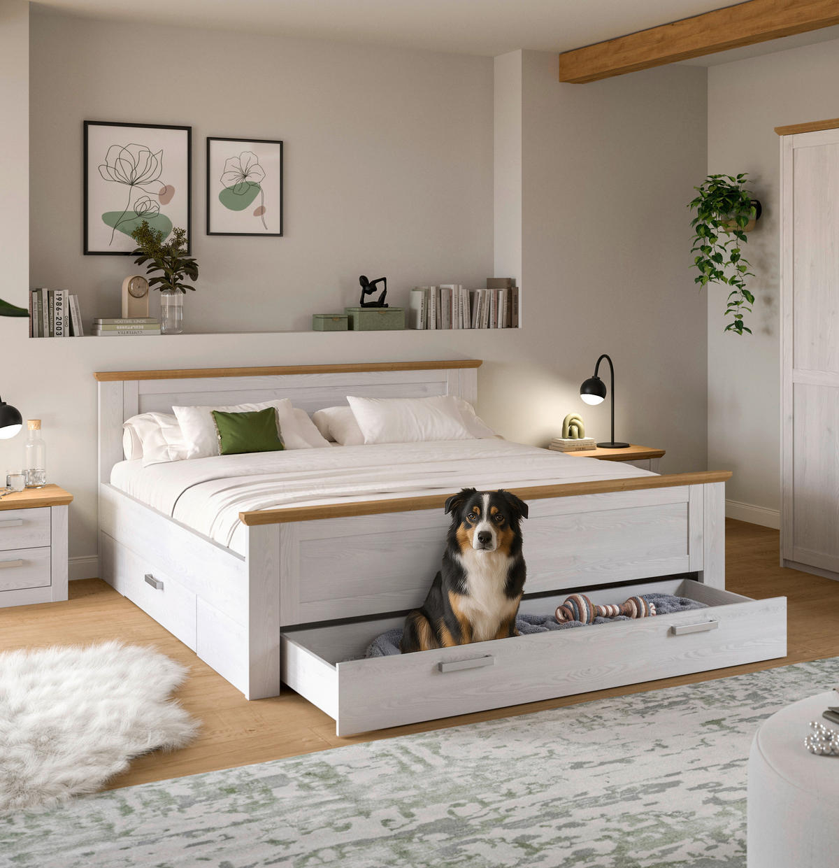 Bett VERONA Sibiu Lärche Nachbildung Eiche Artisan Nachbildung VERONA - Eiche (189,00/90,00/209,00cm) - xonox.home