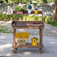 Outsunny Pflanztisch mit Rollen braun B/H/L: ca. 45x119x94 cm Gärtnertisch 845-460BN - braun (94,00/45,00/119,00cm) - Outsunny