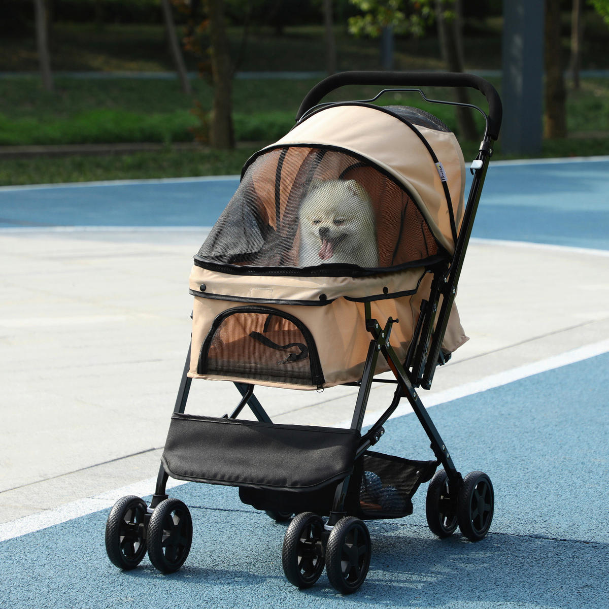 PawHut Hunde-Zubehör braun Edelstahl B/H/L: ca. 52x76,5x95 cm Hundebuggy - braun (95,00/52,00/76,50cm) - PawHut