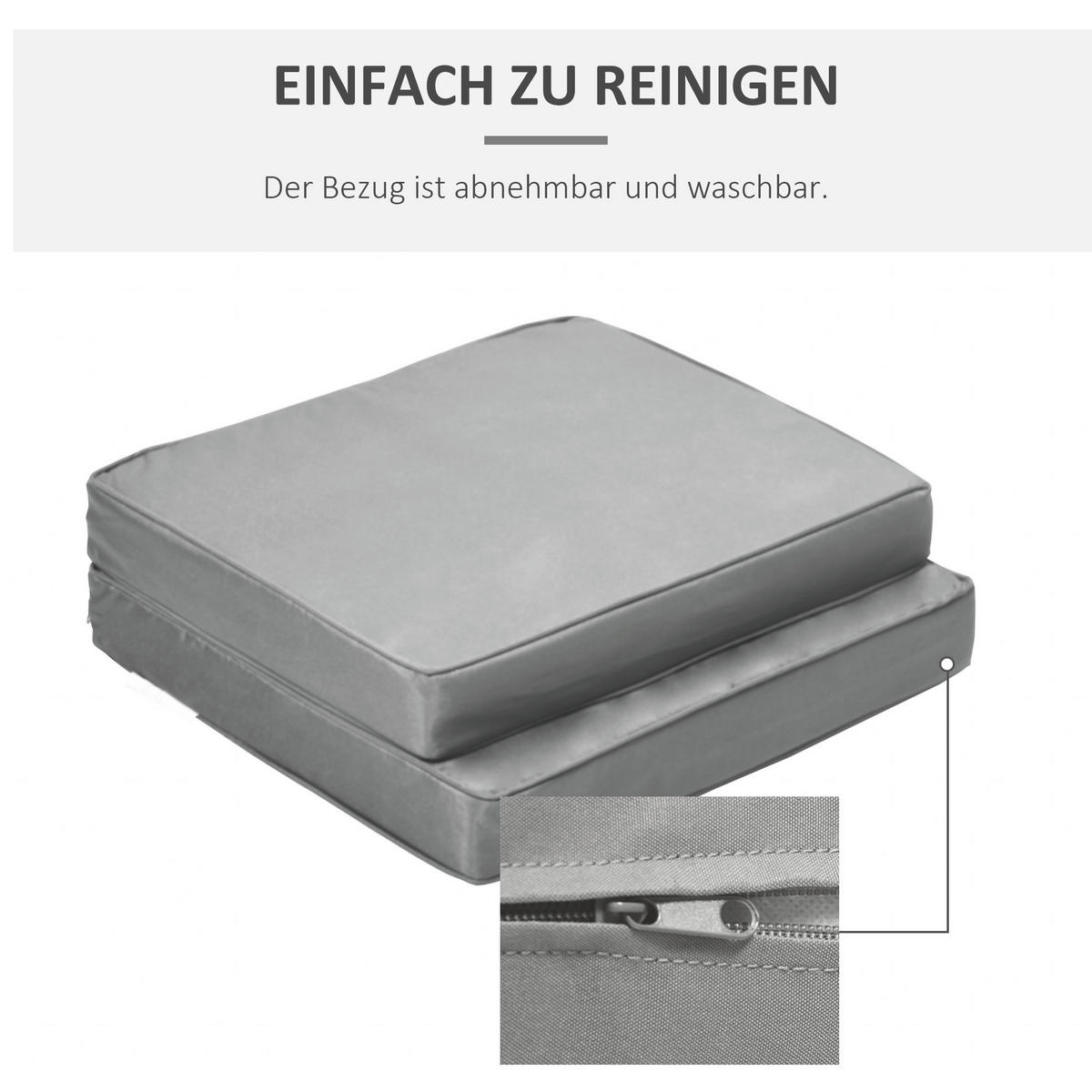 Outsunny Sitzkissen-Set hellgrau Polyester B/H/L: ca. 52x7x56 cm Sitzkissen-Set - hellgrau (56,00/52,00/7,00cm) - Outsunny