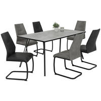 Esstisch Oksana Beton Optik schwarz pulverbeschichtet B/H/T: ca. 160x76x90 cm Oksana - Beton/schwarz (160,00/76,00/90,00cm)