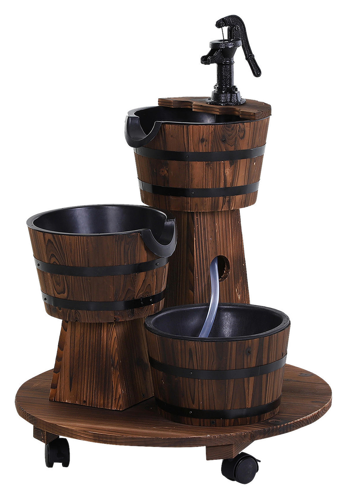 Outsunny Holzfass-Brunnen schwarz B/H/L: ca. 60x78x60 cm Holzfass-Brunnen - schwarz (60,00/60,00/78,00cm) - Outsunny